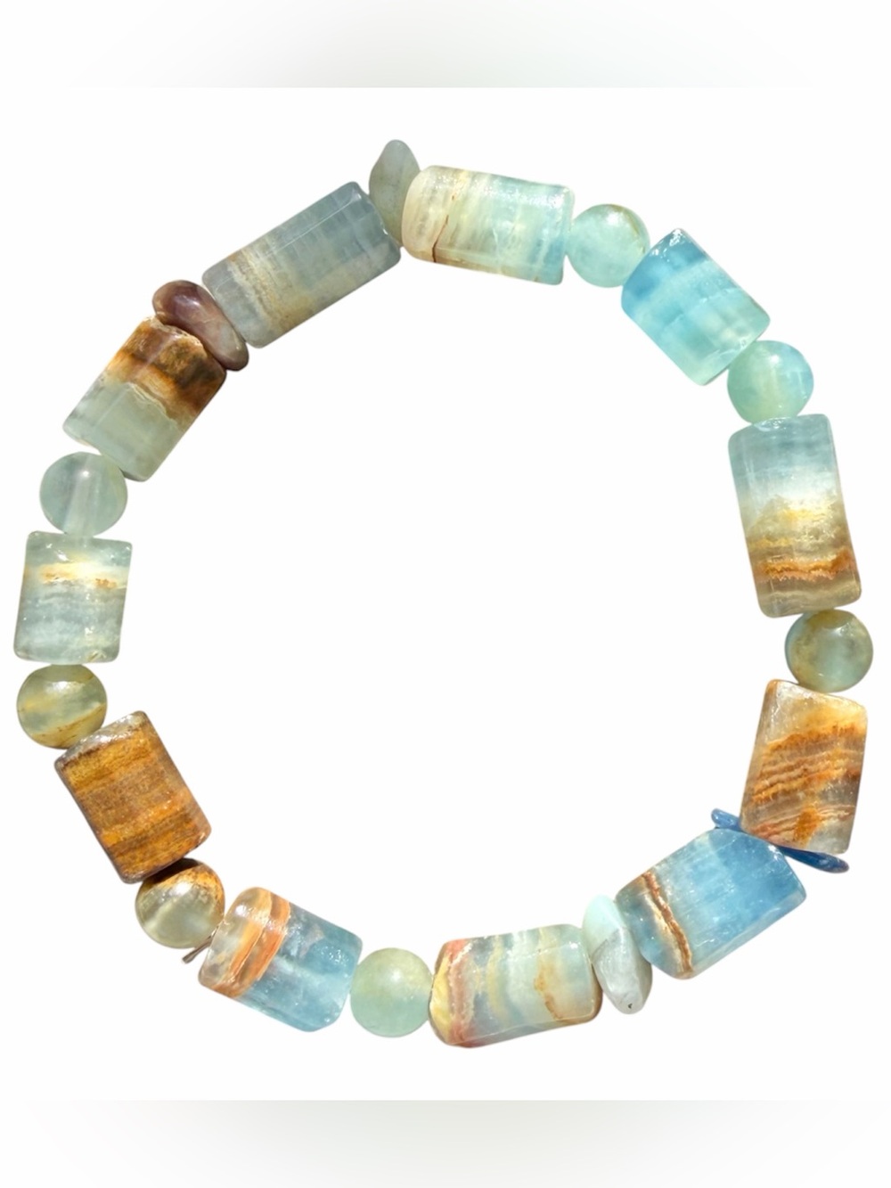 Blue Calcite Lemurian Aquatine Bracelet